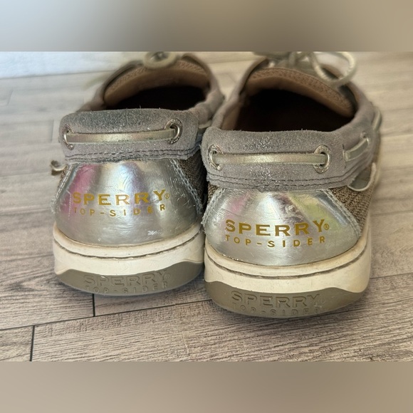 Women’s Sperry Silver/Gray Shimmer Boat Shoes - Picture 7 of 9